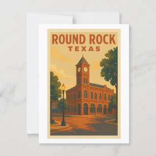 Vintage Round Rock Texas Travel Poster Postcard