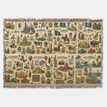 Vintage Route 66 Americana Roadtrip Blanket