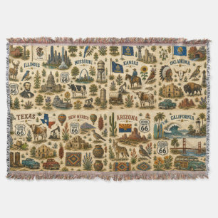 Vintage Route 66 Americana Roadtrip Blanket
