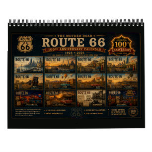 Vintage Route 66 Americana Travel Wall Calendar