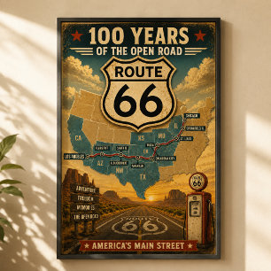 Vintage Route 66 Centennial America's Main Street Poster