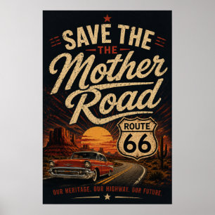 Vintage Route 66 Classic Car Desert Preservation Poster