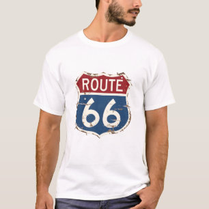Vintage Route 66 Distressed Road Trip Highway Sign T-Shirt