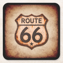 Vintage Route 66 Distressed Shield Barware