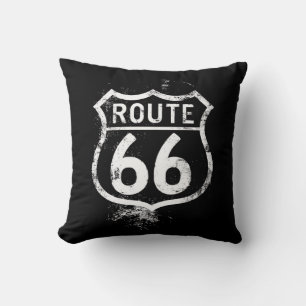 Vintage Route 66 Distressed Sign Americana Travel Cushion