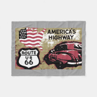 Vintage Route 66 Fleece Blanket