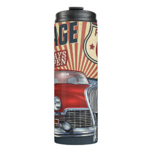 Vintage Route 66 Garage retro poster with retro ca Thermal Tumbler