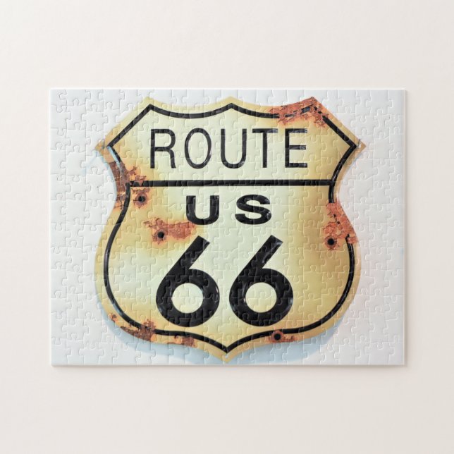 Vintage Route 66 Highway Road Sign Jigsaw Puzzle (Horizontal)