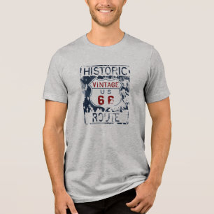 Vintage Route 66 Historic Highway Map Street Sign Tri-Blend Shirt