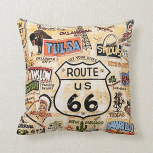 "Vintage Route 66 Map" Cushion