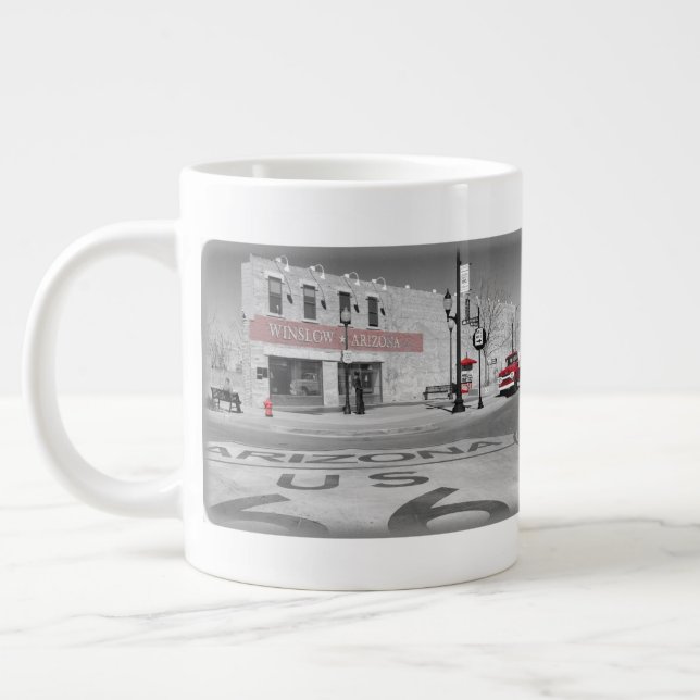 Vintage Route 66 Mother Road Winslow Arizona Large Coffee Mug (Left)
