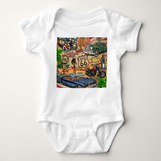 Vintage Route 66, nostalgic poster. Baby Bodysuit