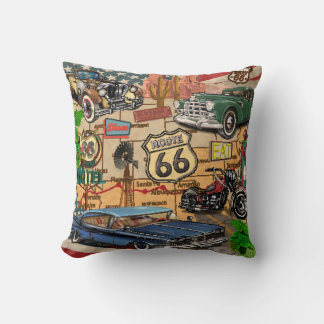 Vintage Route 66, nostalgic poster. Cushion