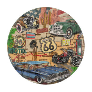 Vintage Route 66, nostalgic poster. Cutting Board
