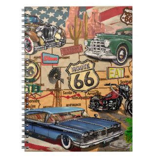 Vintage Route 66, nostalgic poster. Notebook