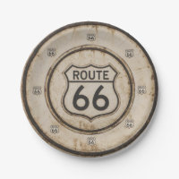 Vintage Route 66 Paper Plate