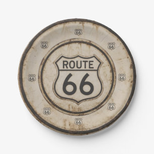 Vintage Route 66 Paper Plate