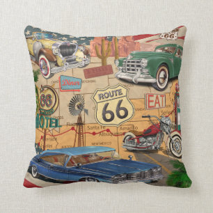 Vintage Route 66 poster. Cushion