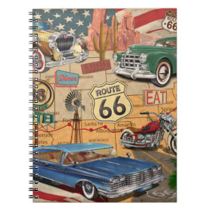 Vintage Route 66 poster. Notebook