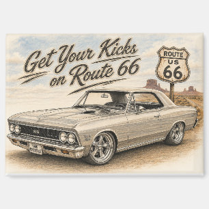 Vintage Route 66 Refrigerator Magnet