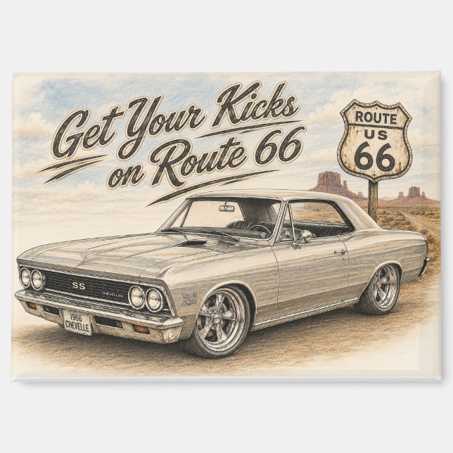 Vintage Route 66 Refrigerator Magnet (Front)