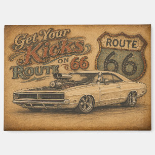 Vintage Route 66 Refrigerator Magnet