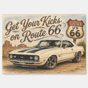 Vintage Route 66 Refrigerator Magnet