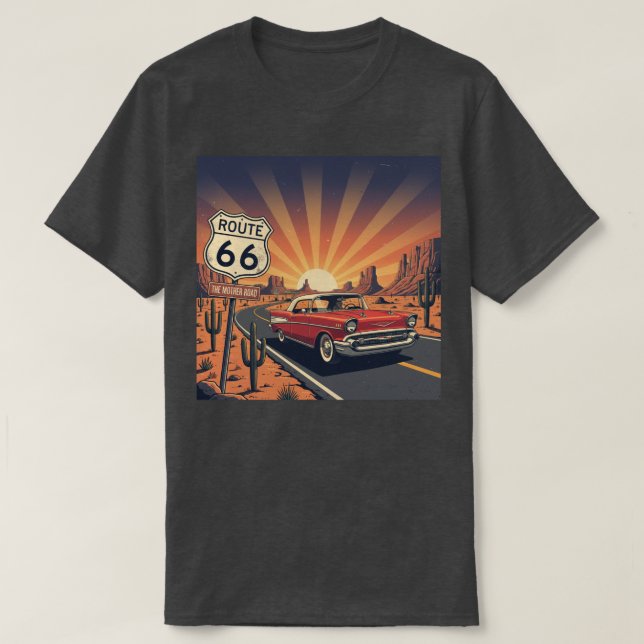 Vintage Route 66 Sunset  T-Shirt (Design Front)