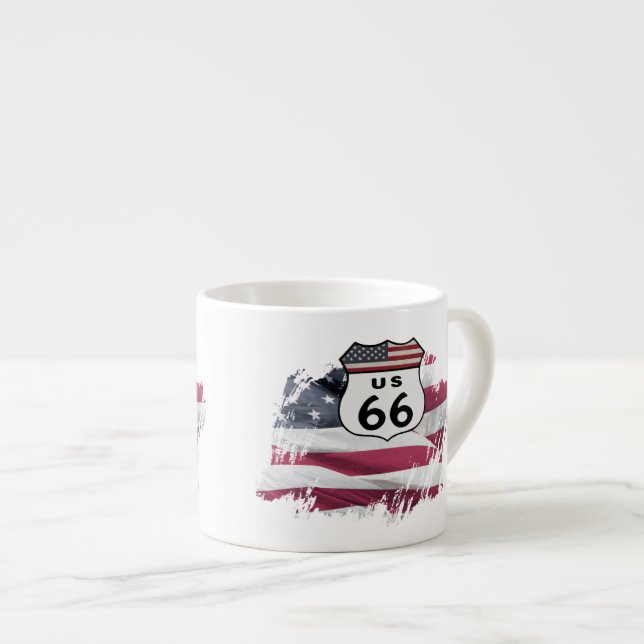 Vintage Route US 66 Espresso Cup (Front Right)