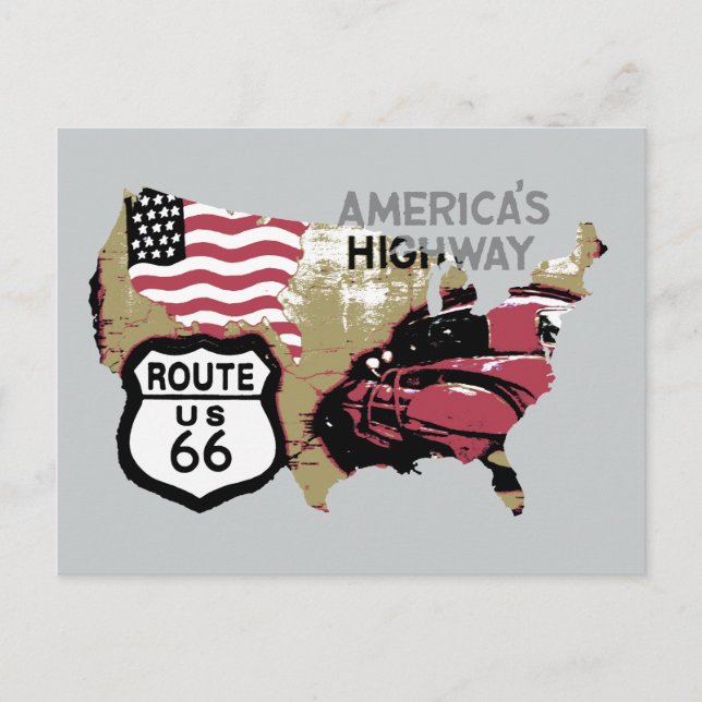 Vintage Route US 66 Postcard (Front)