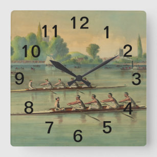Vintage Rowers Crew Race Boat Race Square Wall Clock