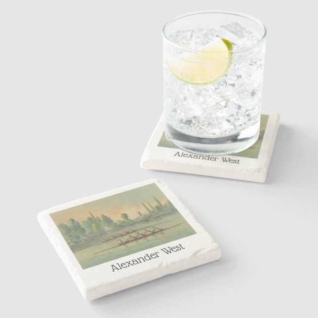 Vintage Rowers Crew Race Boat Race Stone Coaster (Side)