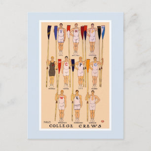Vintage rowing 1908 college crews postcard