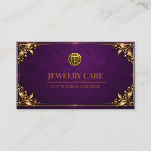 Vintage Royal Amethyst Purple Gold Jewellery Care Business Card