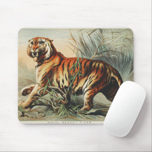 Vintage Royal Bengal Tiger Naturalist Art Print Mouse Pad