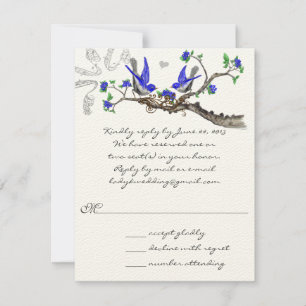 Vintage Royal Blue and Grey WeddingRSVP RSVP Card