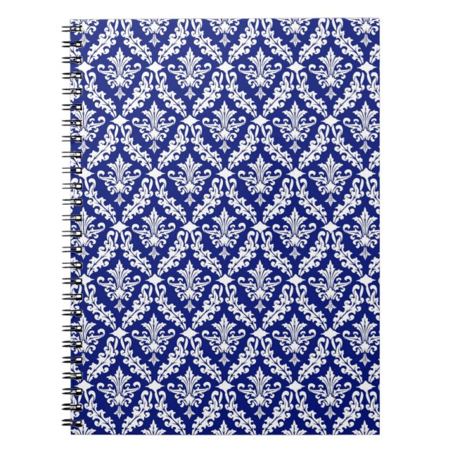 Vintage Royal Blue Damask Notebook (Front)