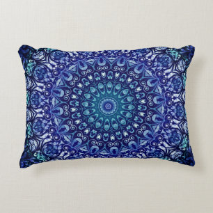 Vintage Royal Blue Floral Damask  Decorative Cushion