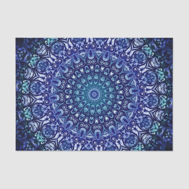 Vintage Royal Blue Floral  Tissue Paper (Front)