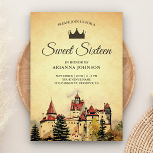 Vintage Royal Fairytale Castle Sweet Sixteen Invitation