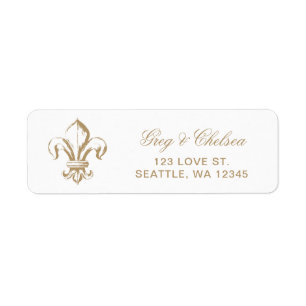 Vintage Royal Gold French Fleur de Lis Wedding Return Address Label