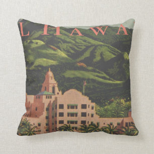 Vintage Royal Hawaiian Throw Pillow