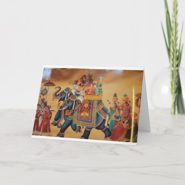 VINTAGE ROYAL INDIAN WEDDING PROCESSION  ELEPHANT CARD (Front)