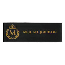 Vintage Royal King Golden Crown Name Initial Black