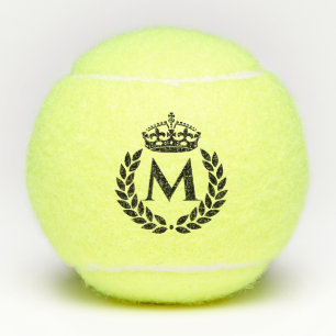 Vintage royal king golden crown name initial black tennis balls