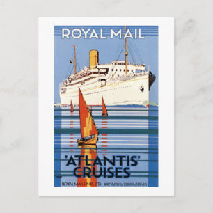 Vintage Royal Mail Atlantis Cruises Postcard