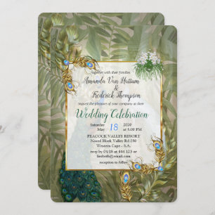 Vintage Royal Peacock Temple Dreams Invitation