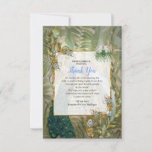 Vintage Royal Peacock Temple Dreams Thank You Card