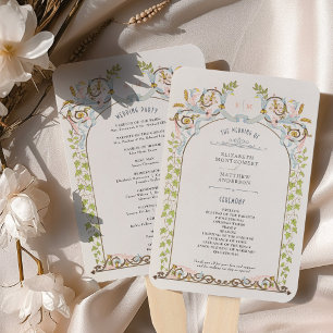 Vintage Royal Wedding Program Card Hand Fan