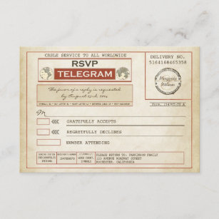 vintage RSVP WEDDING telegrams